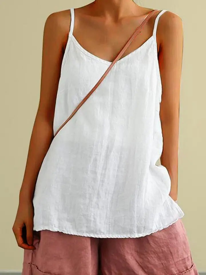 White thin strap tank