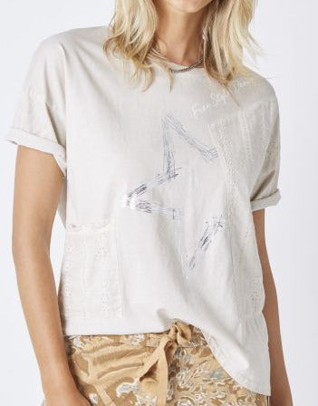 Beige star top