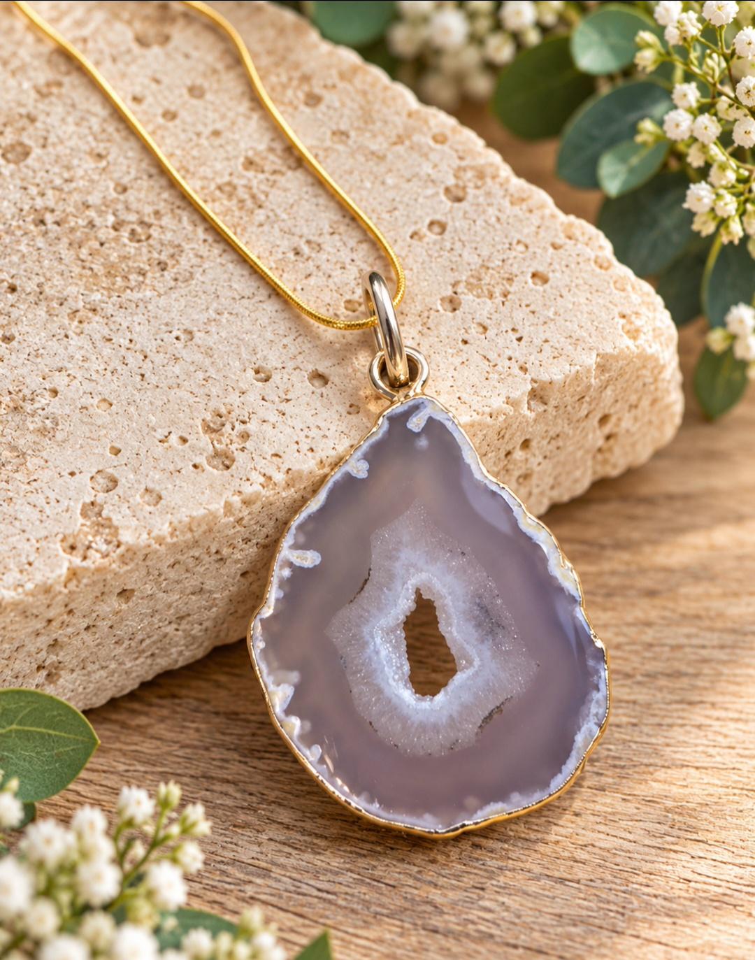 Grey stone necklace