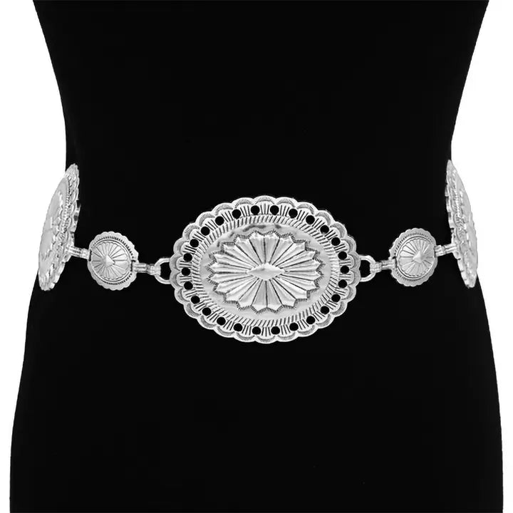 Silver chain belt