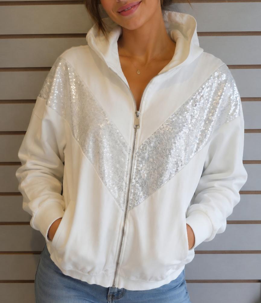 White sequin hoodie