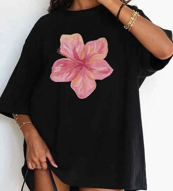 Black flower tee