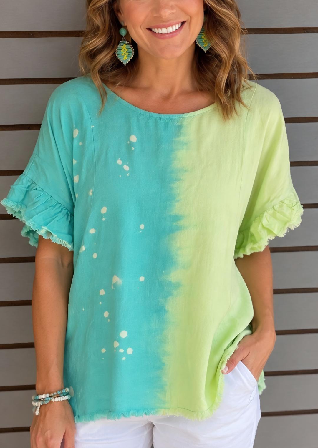 Aqua and lime top