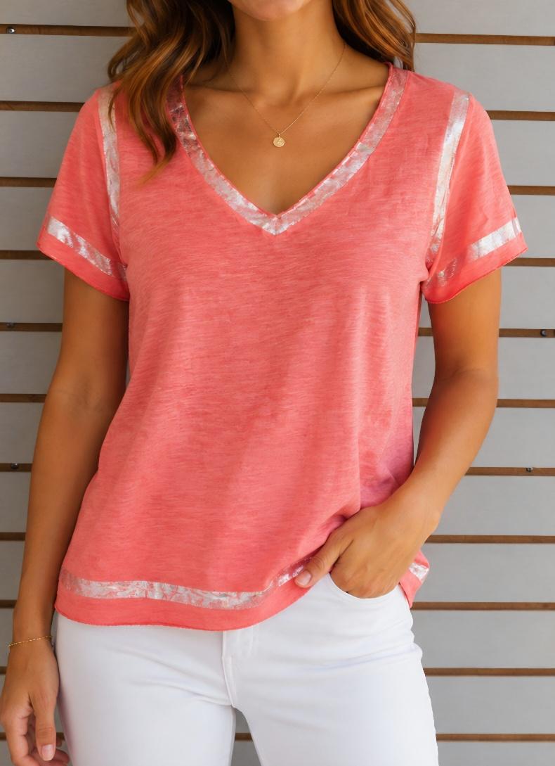 Coral v neck top