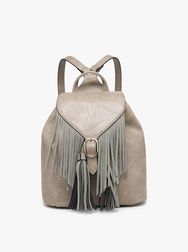 Grey fringe backpack