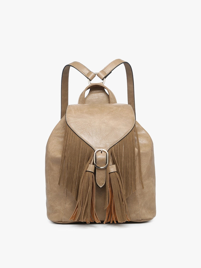Taupe fringe backpack
