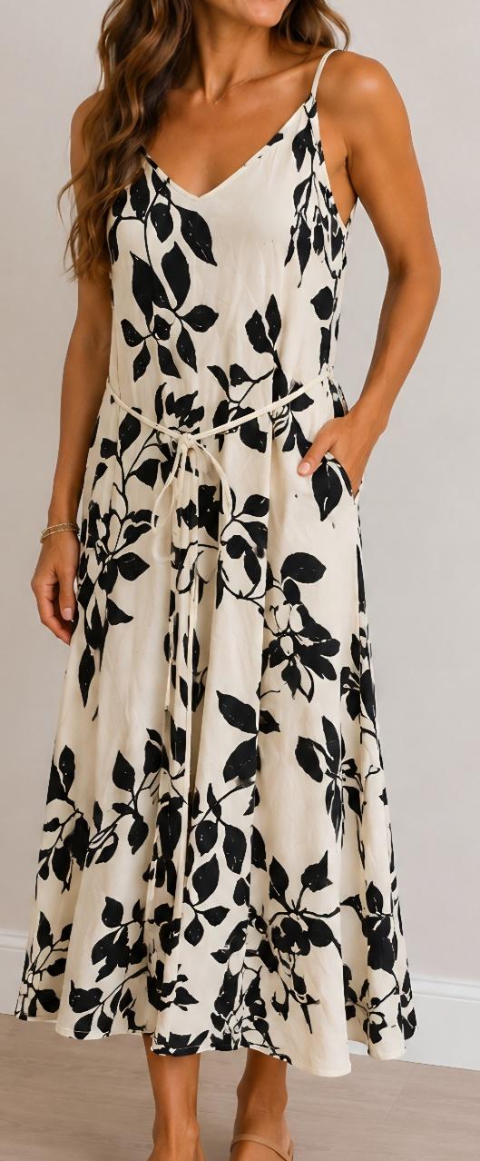 Cream and black dress