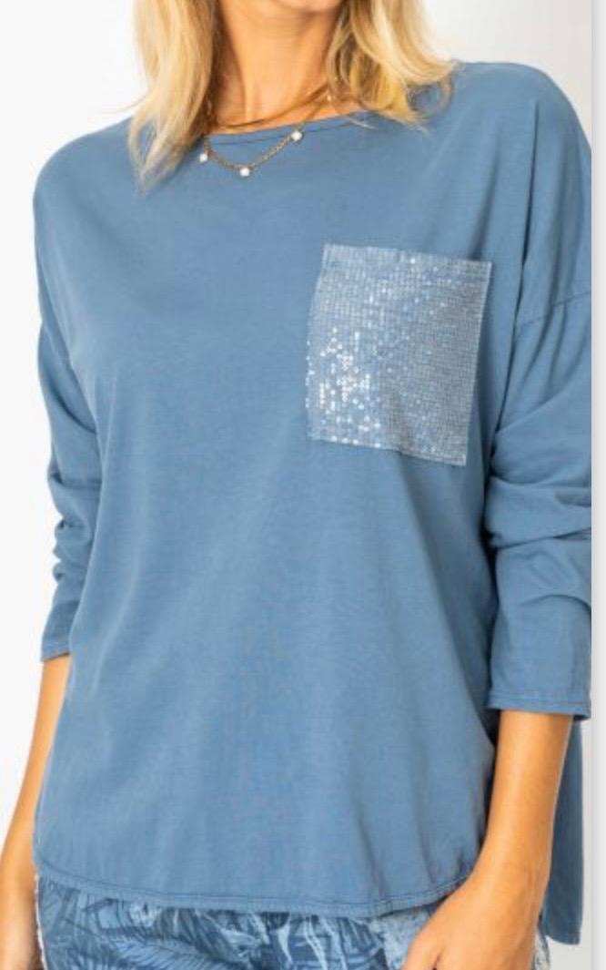 Denim pocket top