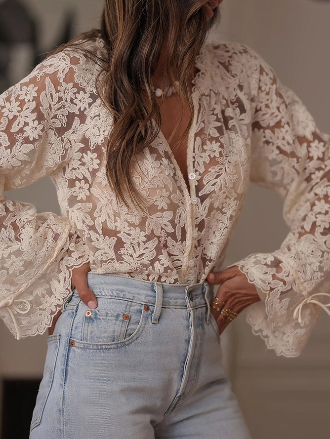 Cream lace top