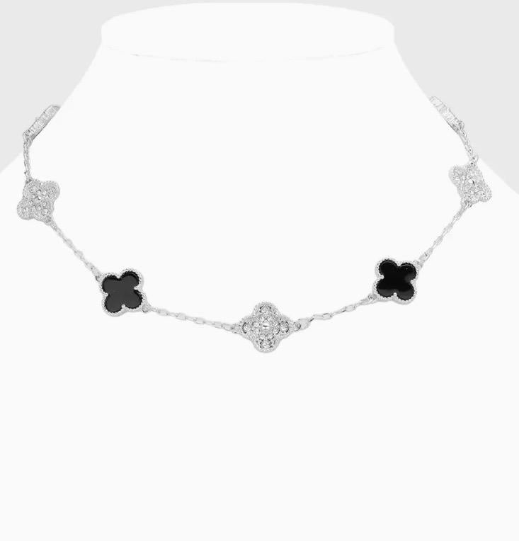Silver and black necklace