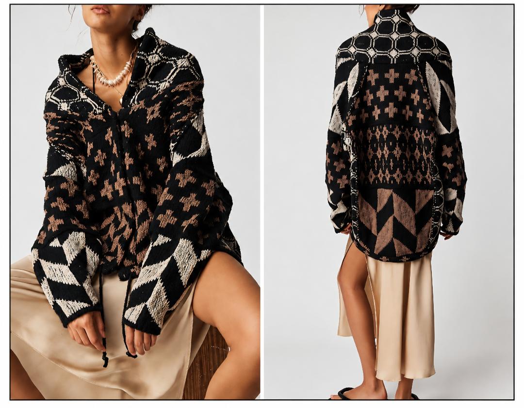 Black mixed media cardigan