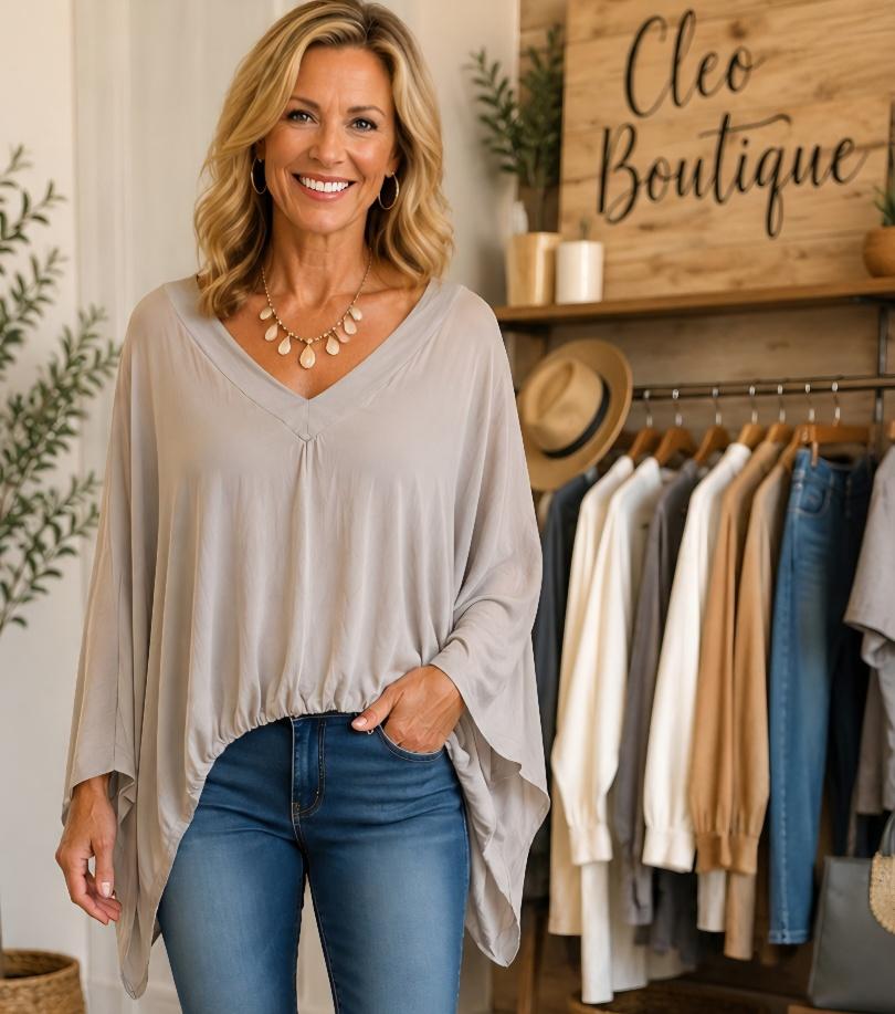 Taupe silk top