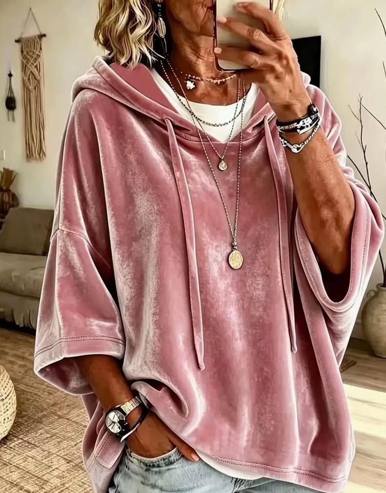 Pink velevet hoodie