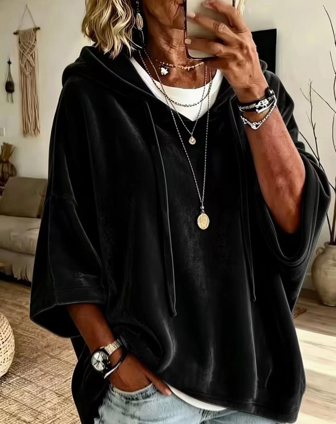 Black velvet hoodie