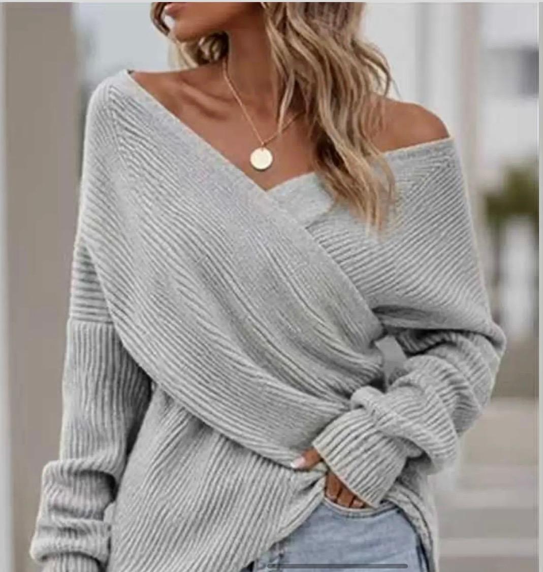 Grey crossover sweater