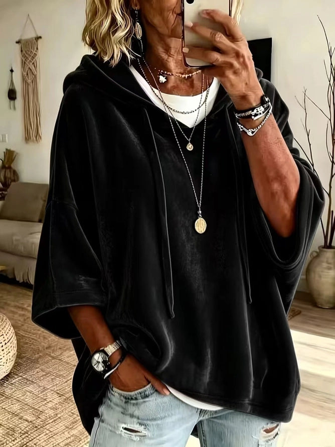 Black velvet hoodie