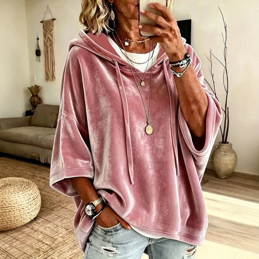 Pink velvet hoodie