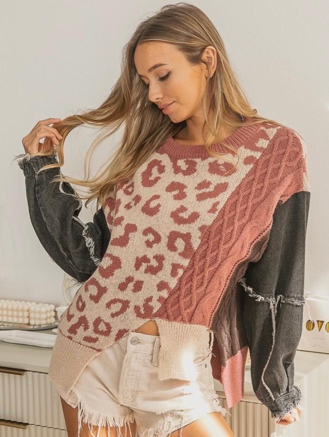 Rose paw print sweater