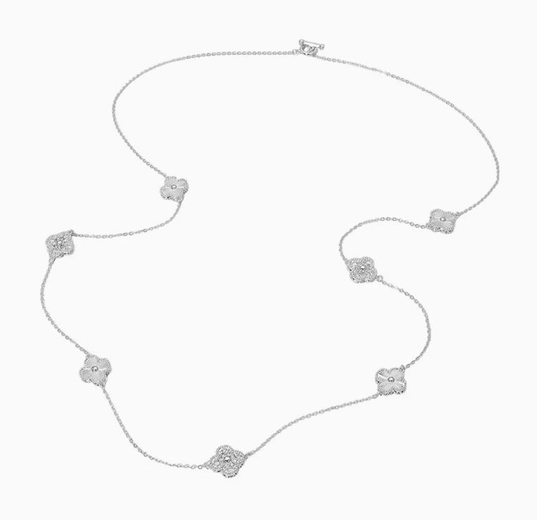 Long silver necklace