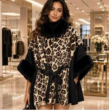 Black animal print pocho