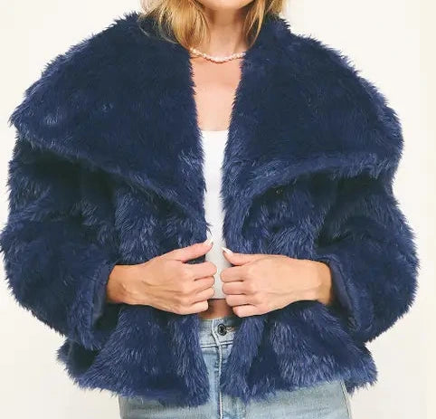 Navy faux fur