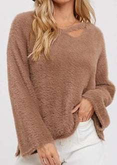 Mocha fuzzy sweater