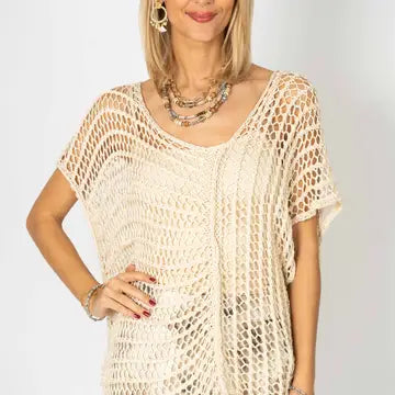 Cream open knit