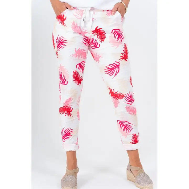 Fushia leaf pant
