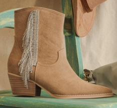 Khaki rhinestone boot