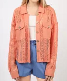 Salmon lace shacket