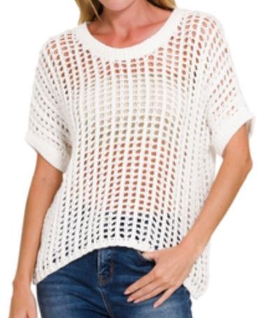 White crochet sweater