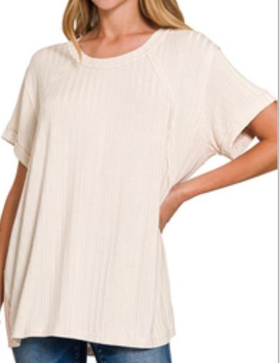 Sand Beige ribbed top