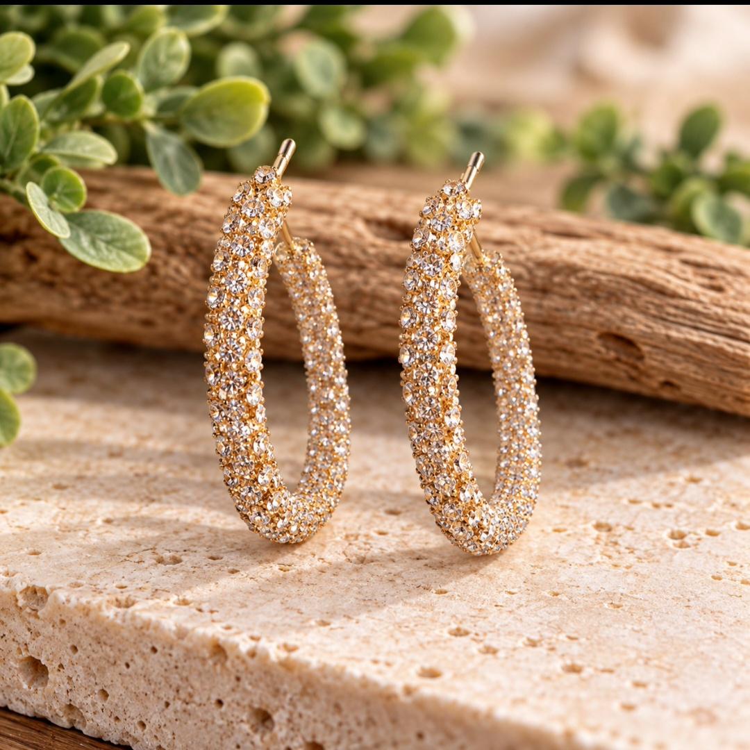 Gold rhinestone hoop