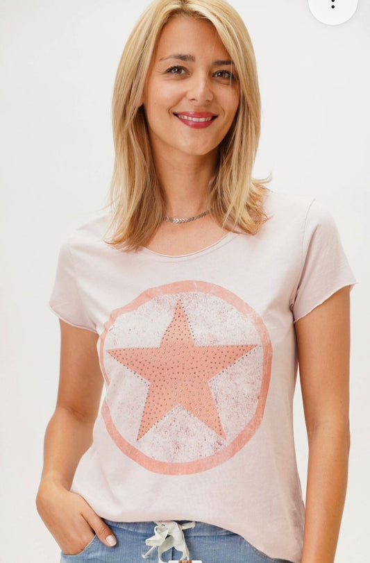 Pink star tee