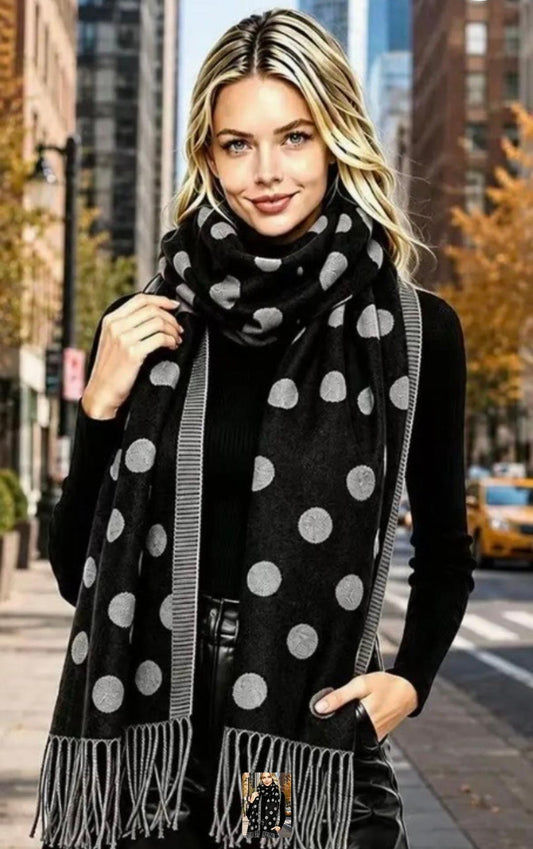Black polka dot scarf