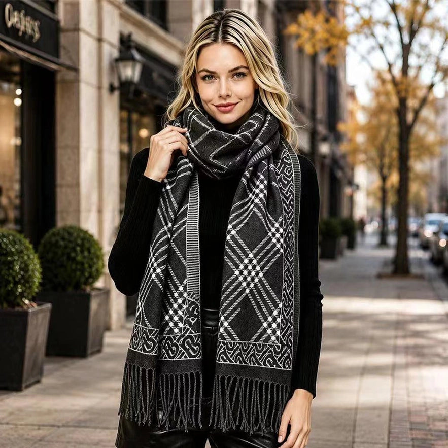 Black geometric scarf