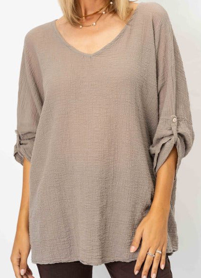 Taupe gauze top