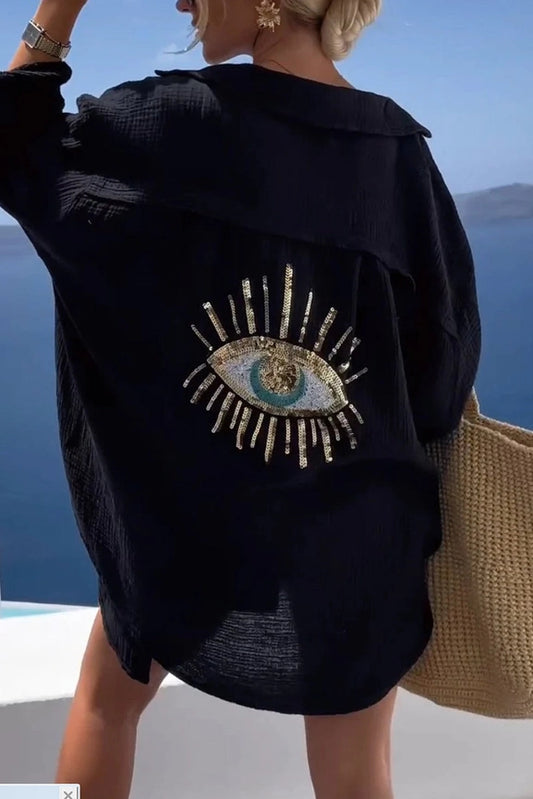 Black evil eye top