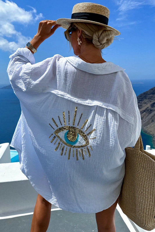 White blouse with evil eye (Online Only)