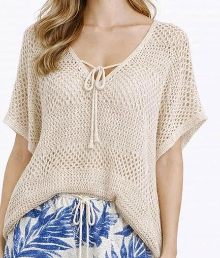 Beige open knit