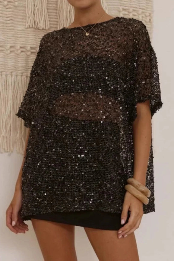 Black open knit