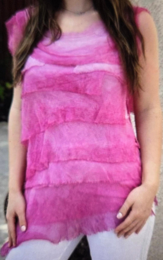 Fushcia layered top