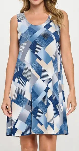 Blue geometric dress