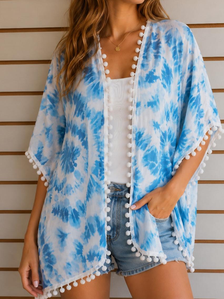Aqua tie dye kimono