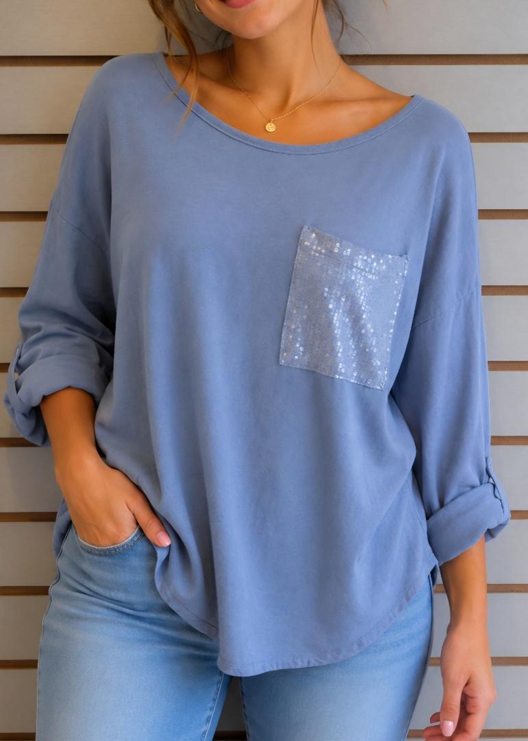 Denim blue top