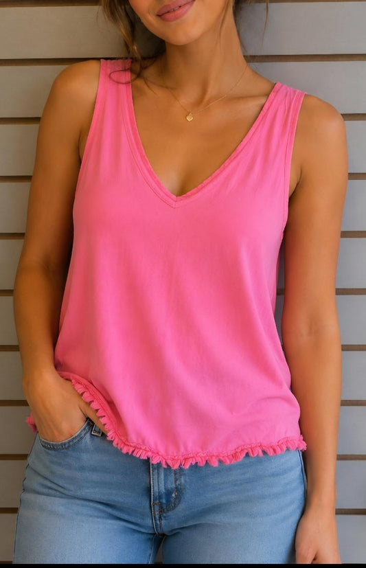 Pink tassel tank