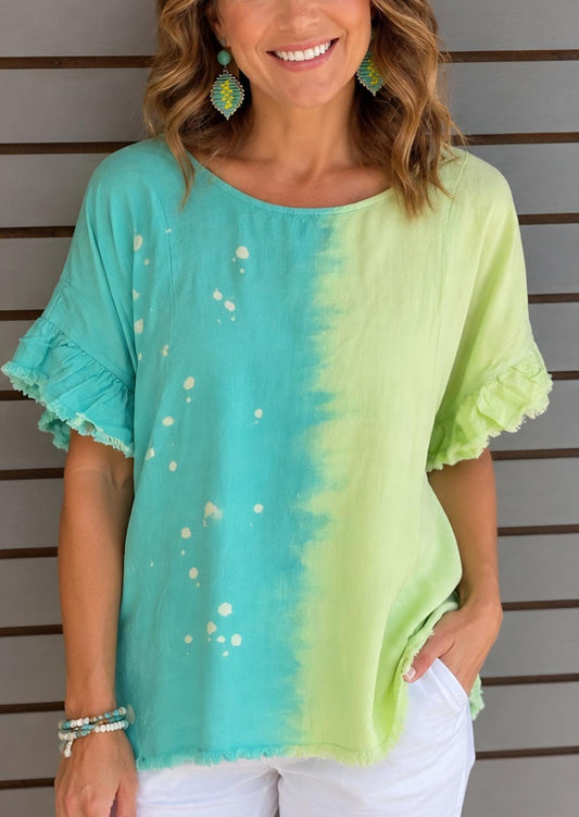 Aqua and lime top