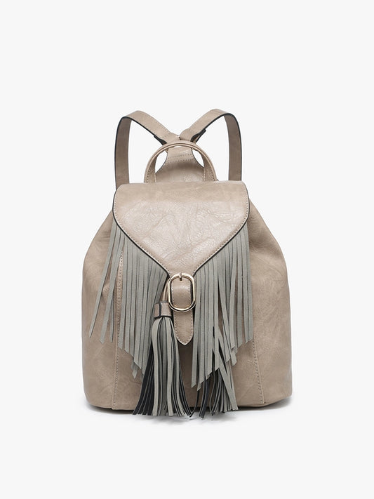 Grey fringe backpack