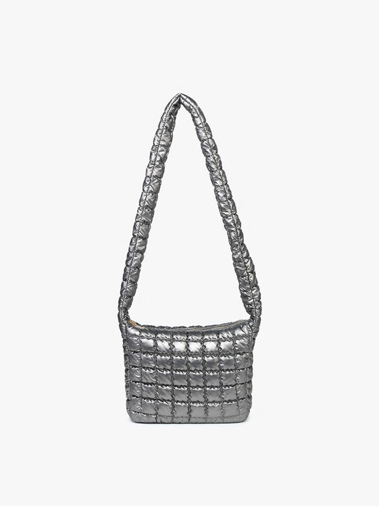 Gunmetal puffer purse