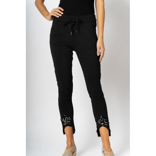 Black sequin star pant